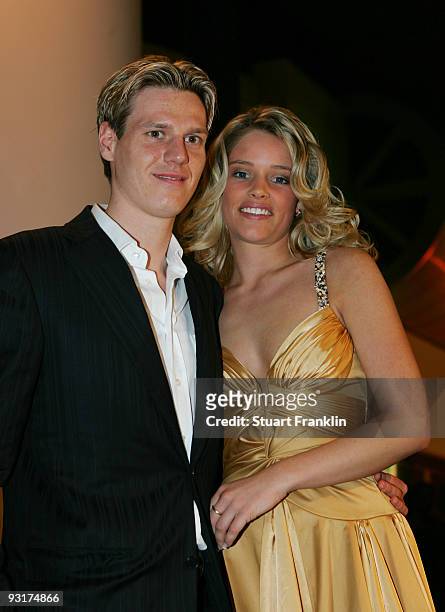Tim Borowski and Lena Muehlbacher pose during the Werder Bremen Green White Night 2006 on February 4, 2006 at The Congress Centre in Bremen, Germany.
