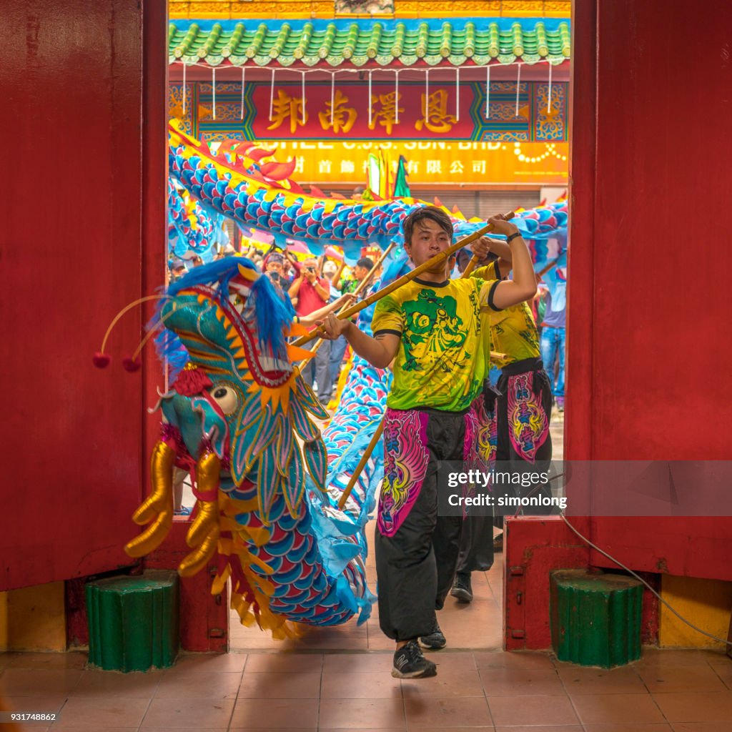 Dragon dance performance during Chinese New Year in Kuala Lumpur, Malaysia