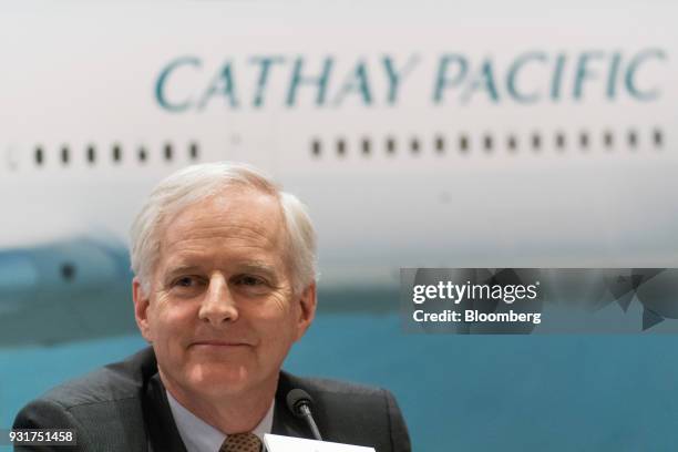 John Slosar, chairman of Cathay Pacific Airways Ltd., attends a news conference in Hong Kong, China, on Wednesday, March 14, 2018. Asias biggest...