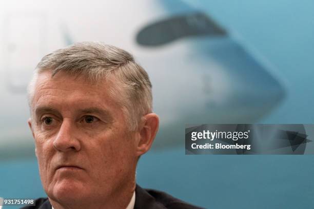 Greg Hughes, chief operations and service delivery officer of Cathay Pacific Airways Ltd., attends a news conference in Hong Kong, China, on...