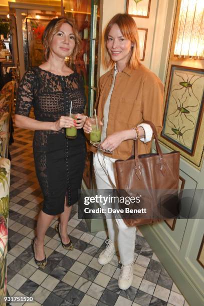 Chloe Franses and Sienna Guillory attend an exclusive wellness breakfast celebrating luxury sportswear brand Monreal hosted by Tamara Beckwith at The...