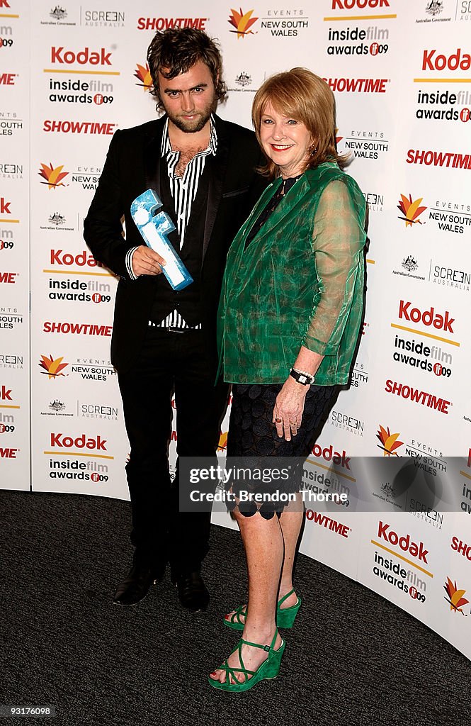 Dominic Allen Actor Dominic Allen with Jan Chapman pose with the award for Rising ...