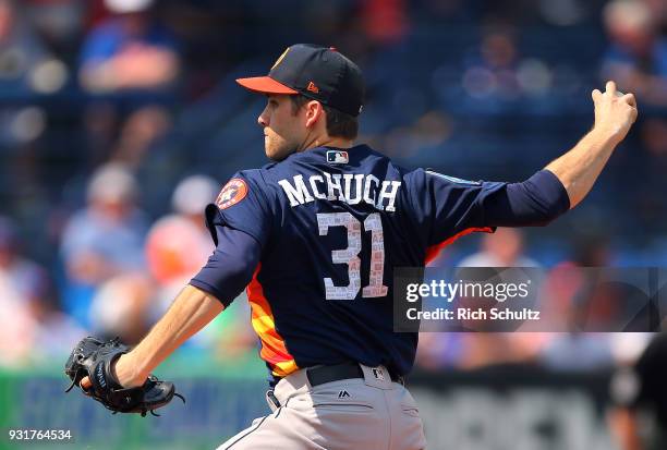 Collin McHugh of the Houston Astros in action during a spring training game against the New York Mets at First Data Field on March 6, 2018 in Port...