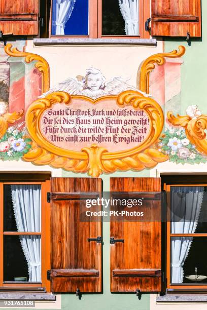 detailed view of a house in mittenwald, upper bavaria, germany - mittenwald stock pictures, royalty-free photos & images