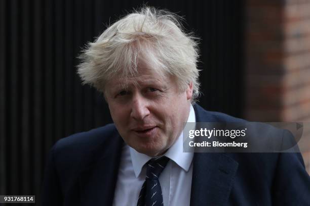 Boris Johnson, U.K. Foreign secretary, leaves 10 Downing Street following a national security meeting in London, U.K., on Wednesday, March 14, 2018....