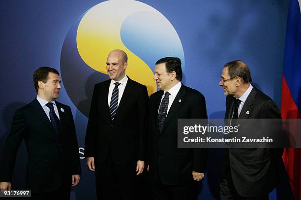 Russian President Dmitry Medvedev, Swedish Prime Minister Fredrick Reinfeldt, European Commission President Jose Manuel Barroso, EU Foreign Policy...