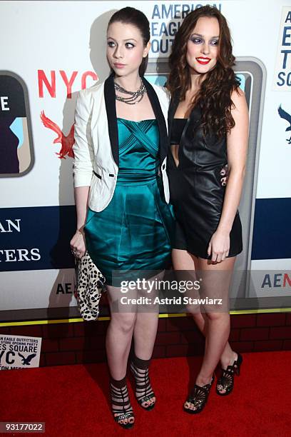 Actresses Michelle Trachtenberg and Leighton Meester attend the grand opening celebration at American Eagle Outfitters, Times Square on November 17,...