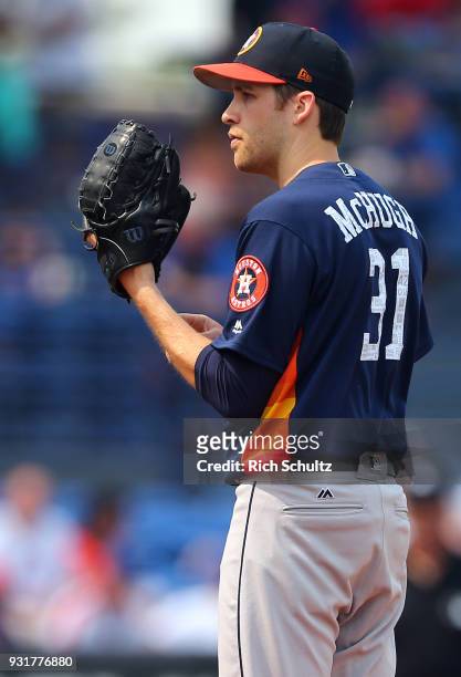 Collin McHugh of the Houston Astros in action during a spring training game against the New York Mets at First Data Field on March 6, 2018 in Port...