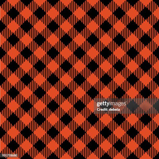 orange lumberjack argyle pattern - linen texture background stock illustrations