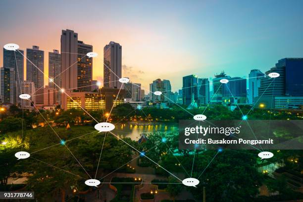 bubble chat for communication. technology and communication concept. internet of things - global media stock pictures, royalty-free photos & images