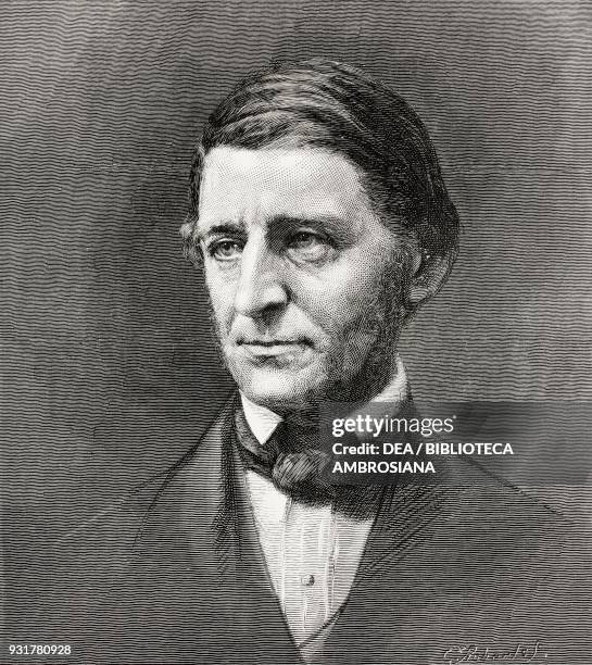 Portrait of Ralph Waldo Emerson , American essayist, lecturer, and poet, illustration from the magazine The Graphic, volume XXV, no 649, May 6, 1882.