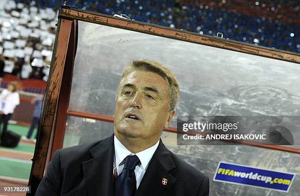 Serbia's national football team coach Radomir Antic seen prior his team FIFA World Cup 2010 group 7 qualifying football match against France in...