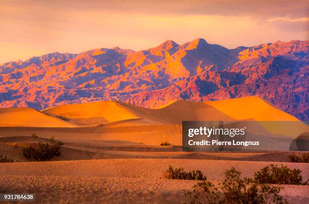 mesquite flat sand dunes, and the paramint range of the sierra nevada mountain, death valley national park, california, usa - death valley stock-fotos und bilder