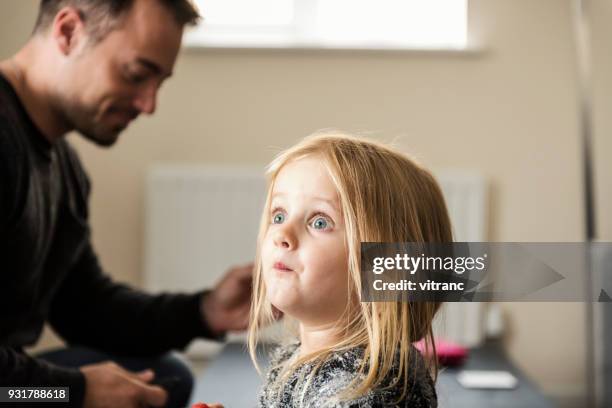 father with daughter - 2 year old blonde girl father stock pictures, royalty-free photos & images