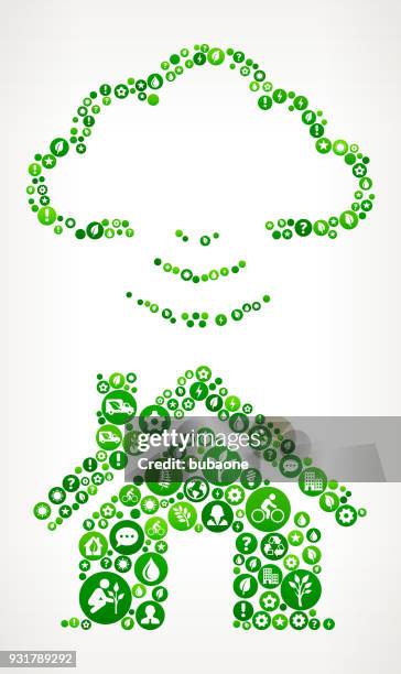 home cloud computing nature and environmental conservation icon pattern - solar panel construction stock illustrations