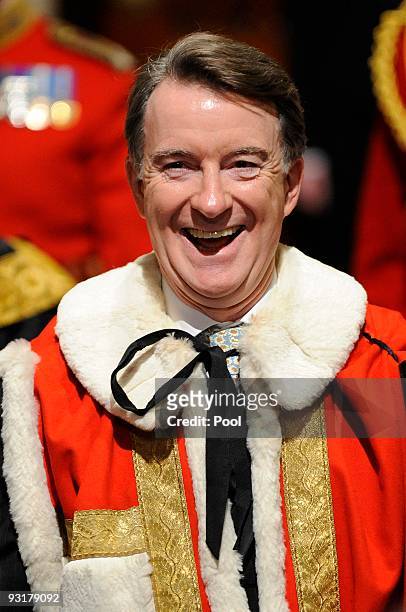 Secretary of State for Business Peter Mandelson during the State Opening Of Parliament on November 18, 2009 in London, England. Queen Elizabeth II...
