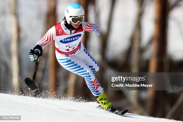 Stephanie Jallen of the United States competes in the Women's Standing Giant Slalom at Jeongseon Alpine Centre on Day 5 of the PyeongChang 2018...