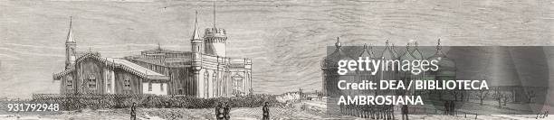 Flemming station on the way to Ramleh, Alexandria, the war in Egypt, illustration from the magazine The Graphic, volume XXVI, no 661, July 29, 1882.