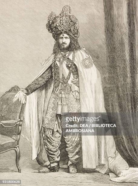 Portrait of Sadeq IV, Nawab of Bahawalpur, who offered to send a detachment of troops for service in Egypt with the British Army, the war in Egypt,...