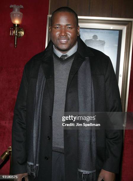 Actor Quinton Aaron attends "The Blind Side" premiere at the Ziegfeld Theatre on November 17, 2009 in New York City.