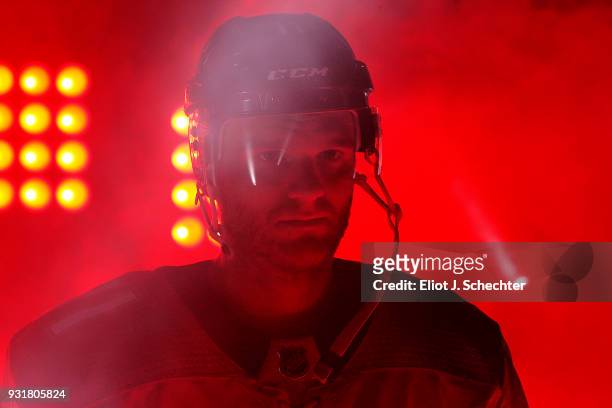 Jonathan Huberdeau of the Florida Panthers heads out to the ice prior to the start of the game against the Ottawa Senators at the BB&T Center on...