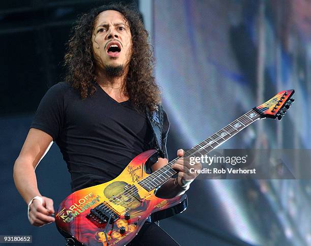 Kirk Hammett from Metallica performs live at Amsterdam Arena, Holland on June 21 2004