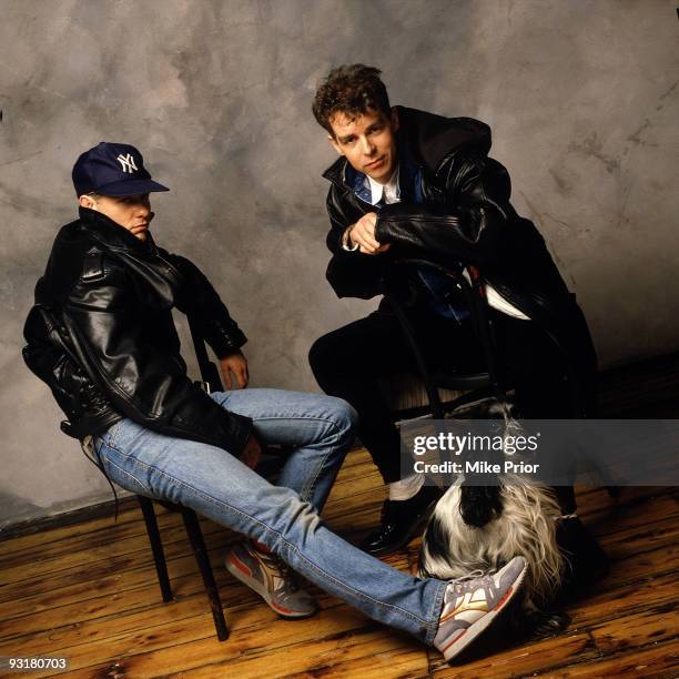 The Pet Shop Boys posed in London in 1987 L-R Chris Lowe, Neil Tennant