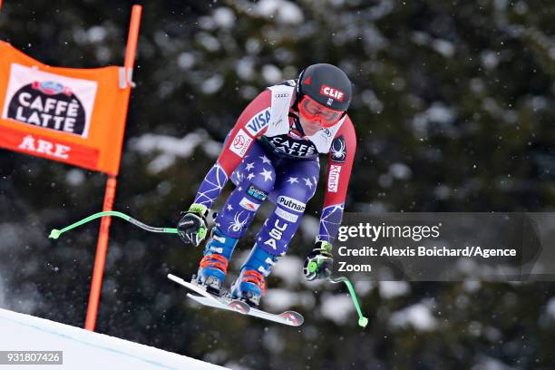 Stacey Cook of USA competes during the Audi FIS Alpine Ski World Cup Finals Men's and Women's Downhill on March 14, 2018 in Are, Sweden.