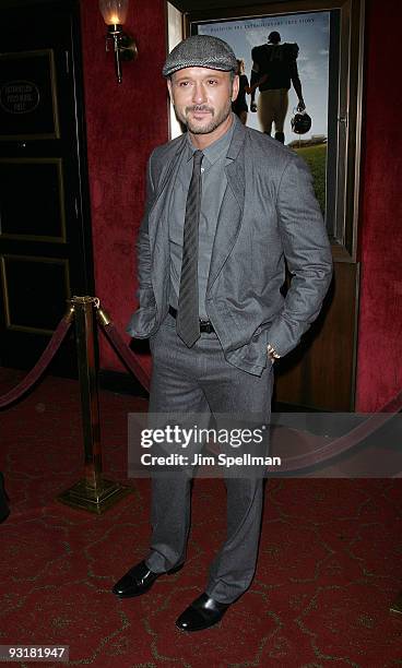 Actor/musician Tim McGraw attends "The Blind Side" premiere at the Ziegfeld Theatre on November 17, 2009 in New York City.