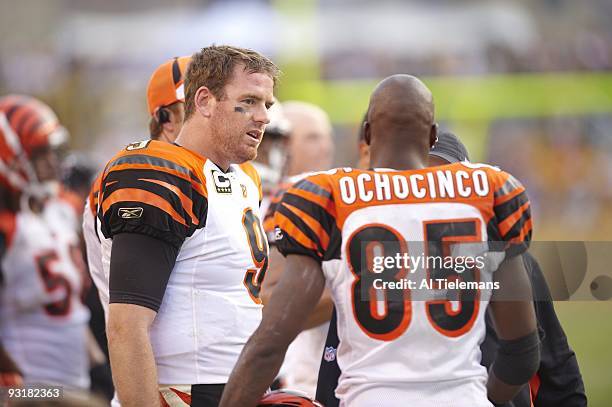 Cincinnati Bengals QB Carson Palmer on sidelines during game vs Pittsburgh Steelers. Pittsburgh, PA CREDIT: Al Tielemans