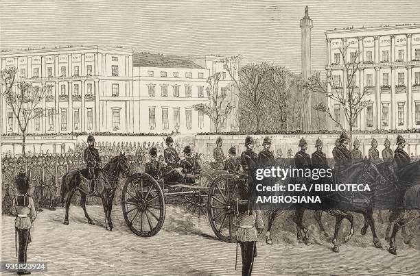 The Royal Artillery in the Mall, the Royal review of the troops from Egypt, London, United Kingdom, illustration from the magazine The Graphic,...