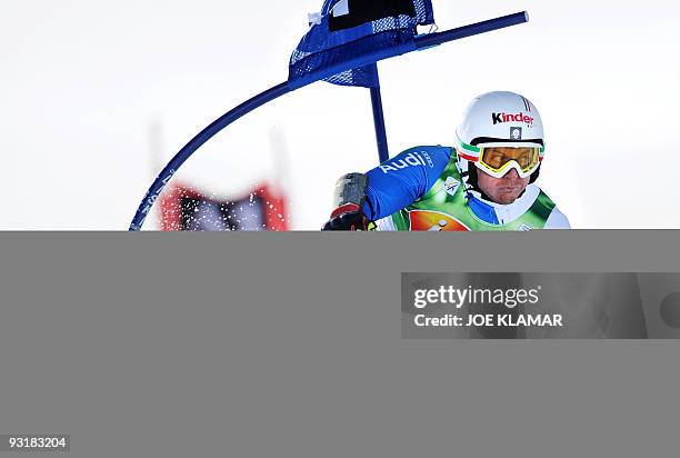 Italy's Massmiliano Blardone competes in men's giant slalom during the FIS Alpine Skiing World cup on Rettenbach glacier in Soelden on October 25,...
