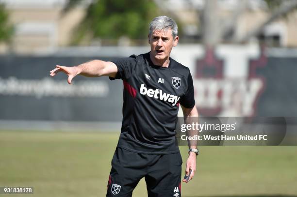 Assistant Coach Alan Irvine of West Ham United during practice on March 13, 2018 in Miami, Florida.