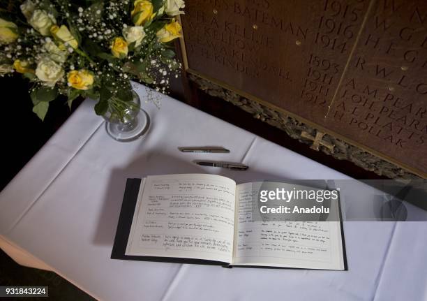 The book of condolence at Gonville an Caius College placed for people to pay tribute to world renowned physicist Stephen Hawking who has peacefully...