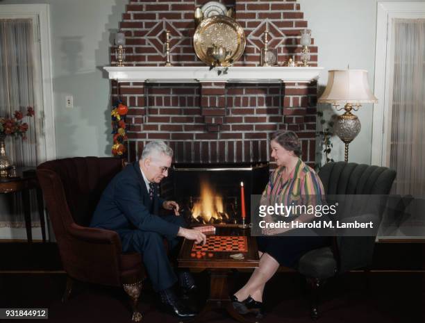 Senior Couple playing checkers