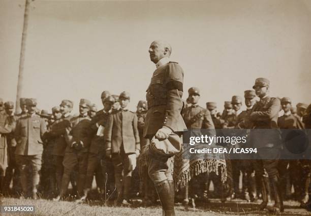 Gabriele d'Annunzio during the Nastro Azzurro Ceremony, July 22 Aviano, World War I, Italy, 20th century.