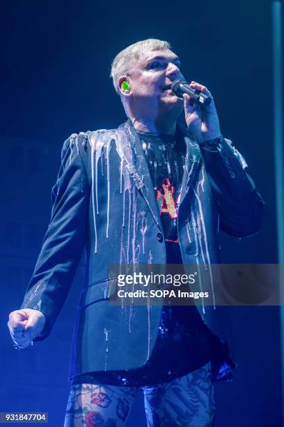 Andy Bell from Erasure seen performing as part of his "World Be Gone" Tour at Dublin's Olympia Theatre.