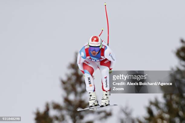 Beat Feuz of Switzerland takes 2nd place during the Audi FIS Alpine Ski World Cup Finals Men's and Women's Downhill on March 14, 2018 in Are, Sweden.