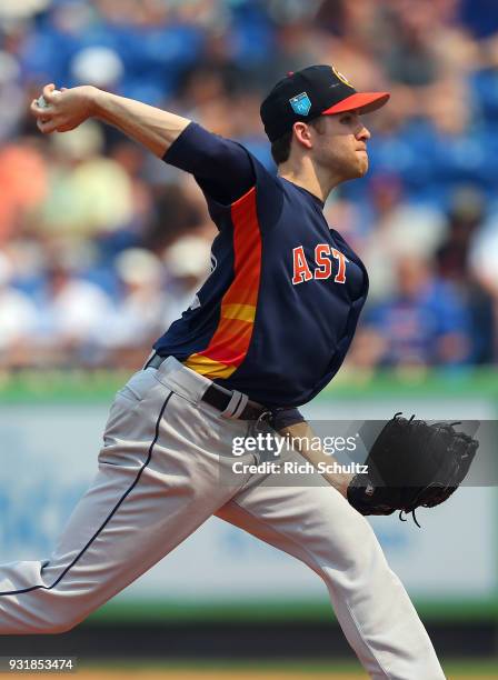 Collin McHugh of the Houston Astros in action during a spring training game against the New York Mets at First Data Field on March 6, 2018 in Port...