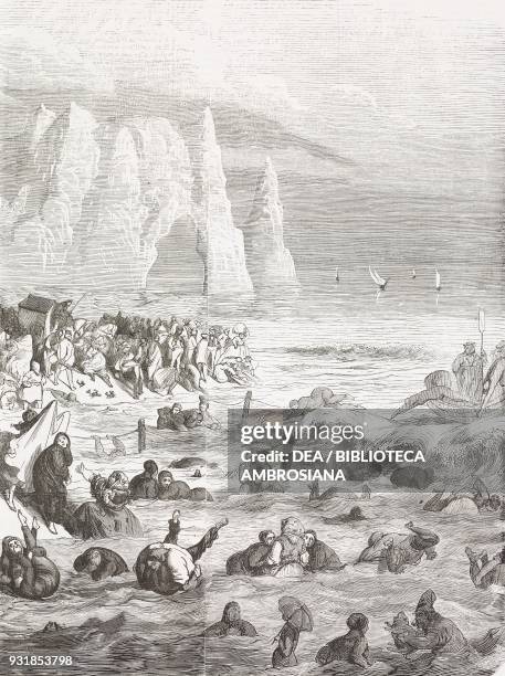 Bathing in the sea at Annapolis, summer resort on the Atlantic coast, United States of America, illustration from Il Giornale Illustrato, Year 2, No...