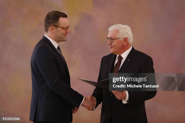 Health Minister Jens Spahn takes his oath from Germany President Frank-Walter Steinmeier to serve as Ministrer following the election by the...