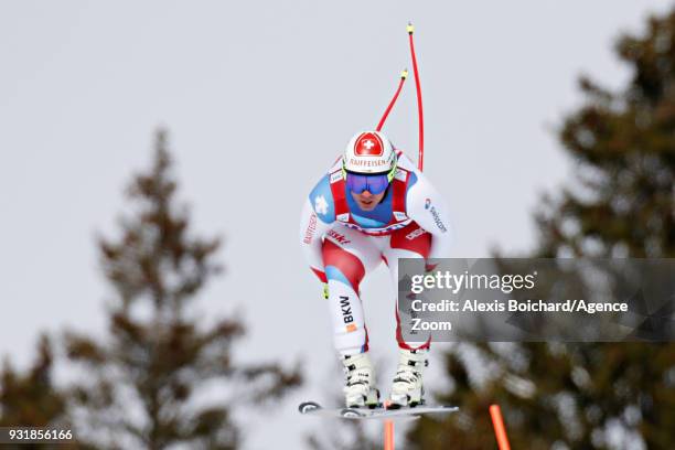 Beat Feuz of Switzerland competes during the Audi FIS Alpine Ski World Cup Finals Men's and Women's Downhill on March 14, 2018 in Are, Sweden.