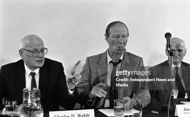 Ireland Manager Jack Charlton at the FAI Press Conference, .