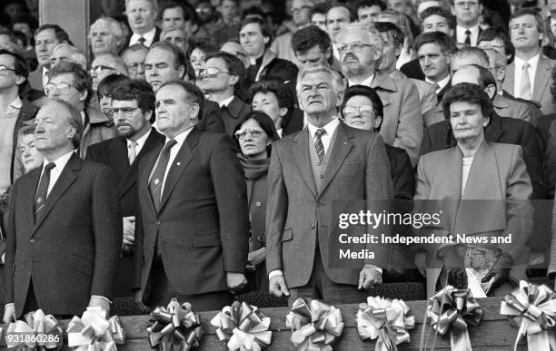 Ireland V Australia in an International Rules Football Series watched by An Taoiseach Charles Haughey and Australian Prime Minister Robert Hawke in...