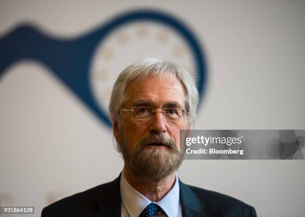 Peter Praet, chief economist at the European Central Bank , speaks at the 'ECB and its Watchers' conference in Frankfurt, Germany, on Wednesday,...