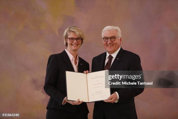 Education and Research Minister Anja Karliczek takes her oath from Germany President Frank-Walter Steinmeier to serve as Ministrer following the...