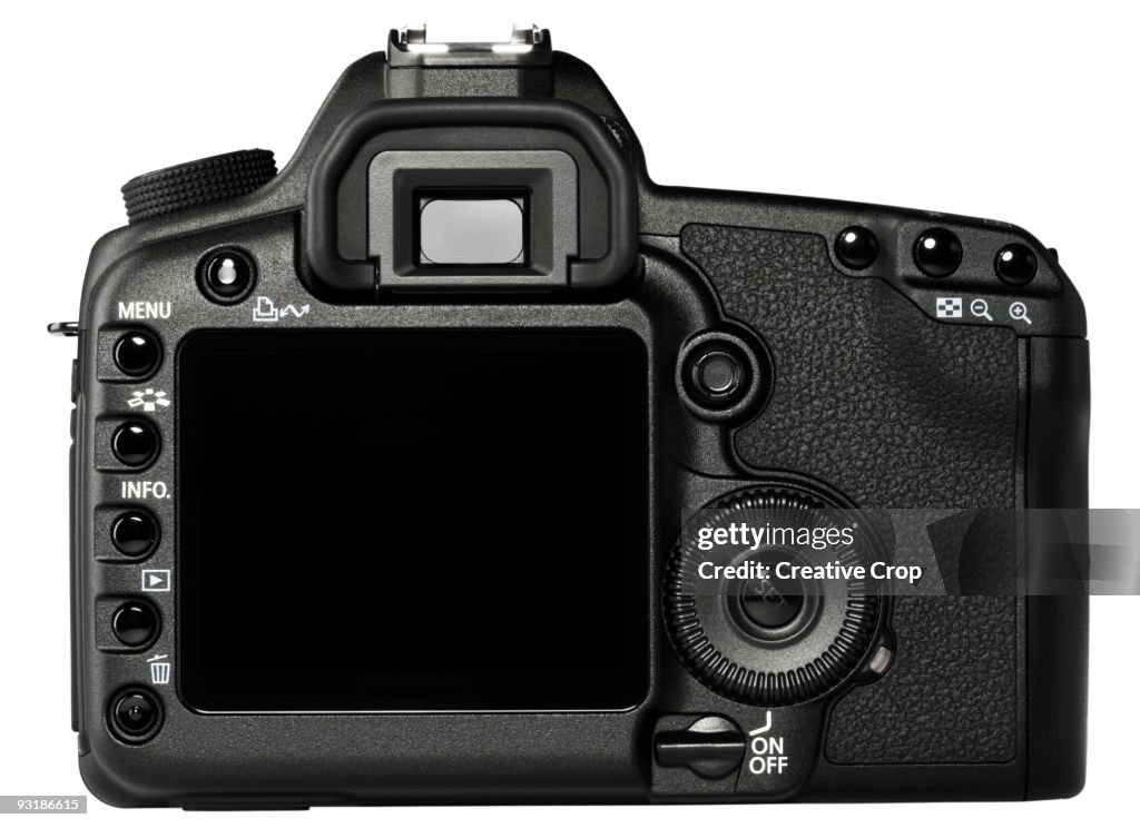 Rear view of a digital SLR camera