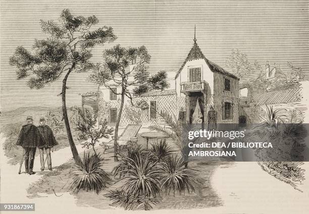 Villa Nevada, where Prince Leopold, Duke of Albany , died; the room in which the Duke died is that with the balcony, Cannes, France, illustration...