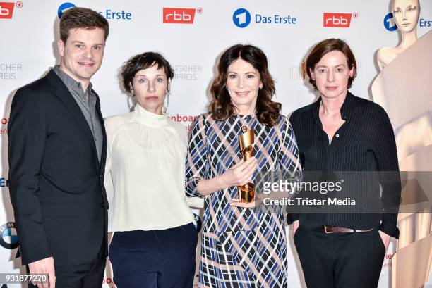 Benjamin Herrmann, Meret Becker, Iris Berben and Anne Leppin during the nominees announcement for the Lola - German film award at on March 14, 2018...