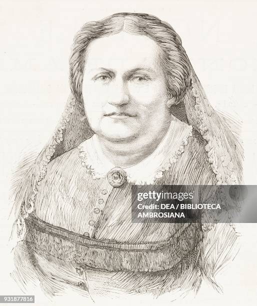 Portrait of Maria Christina of the Two Sicilies , Queen consort of Spain who died in Le Havre on August 22, engraving from L'Illustrazione Italiana,...
